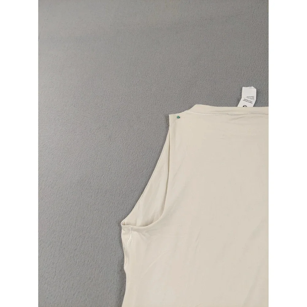 Lululemon Women Bodysuit XS Beige Ribbed Snap Gusset Thong Seamless High Neck